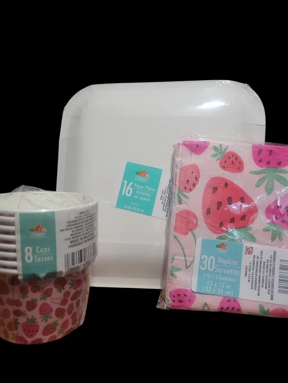 LC Lauren Conrad Pink Strawberry Bag With Party Tableware Set